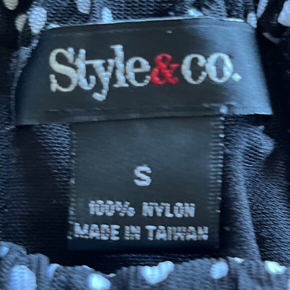 Style & Co Womens Tiered Top Size S Black Polka Dot Retro Party Going Out Date - Picture 9 of 10